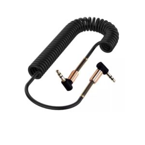 1.5m Angled Retractable Spring AUX Audio Cable Stereo Aux Cable for Recording Speakers Headphones and Car Audio Systems