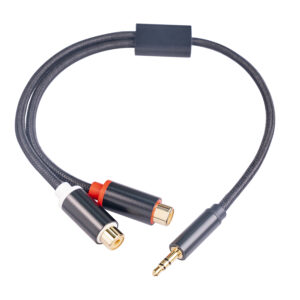0.3M 3.5mm Jack to 2RCA Female Splitter Aux Cable with PVC Jacket for TV PC Amplifiers DVD MP3 Speakers