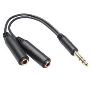 20cm Gold-Plated Braid Shielded TRS Stereo 6.35mm Male Dual 6.35mm Female Y-Splitter Audio Cable Guitar Amplify
