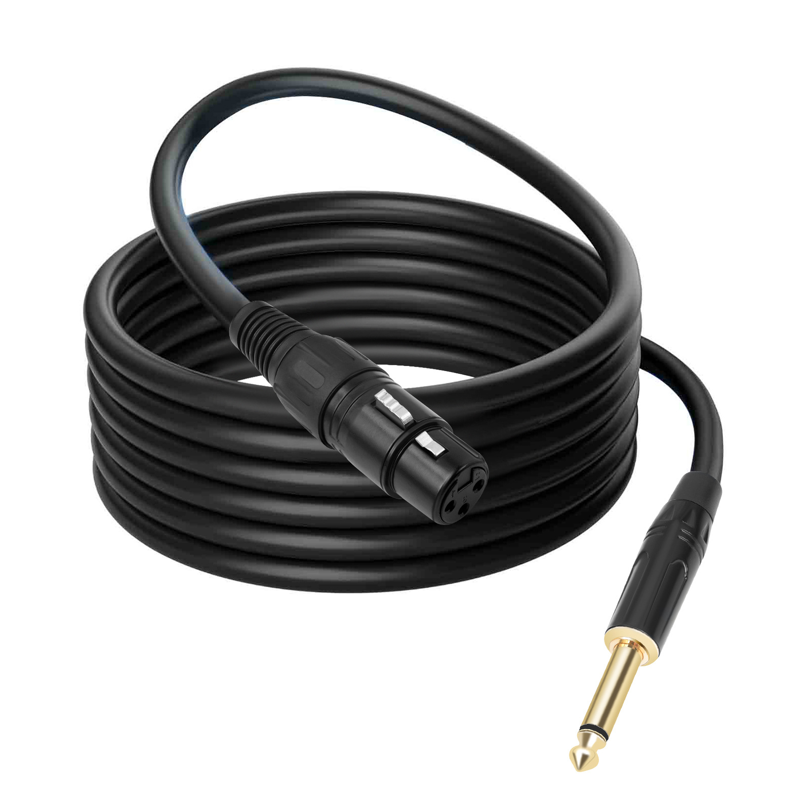 XLR 6.35mm (1/4 Inch) TRS Microphone Cable for Guitar and Speaker PVC Jacket Mono Male-Female Audio Cord