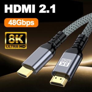 2M High Speed 48Gbps Digital Video Cable 8K 60Hz Ultra HD Connect Cord for TV Box, Game Console, Laptop, TV, Monitor, Projector