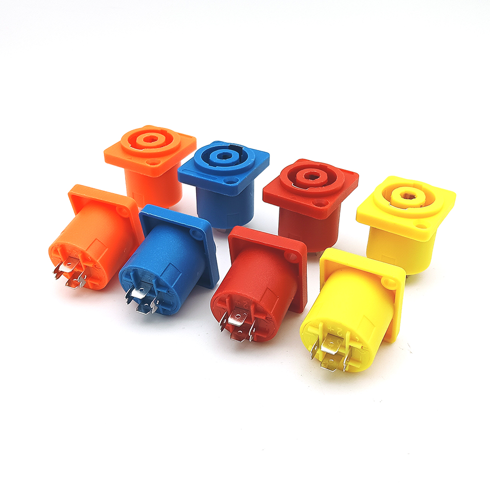 Colourful Square 4 Pin Speakon Connector Female Jack Panel Mount Audio Amplifier Socket