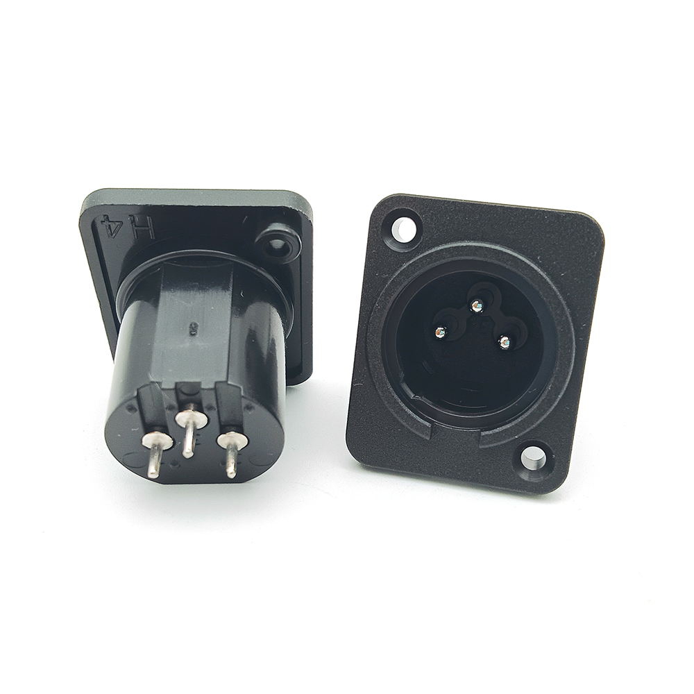 3 Pin XLR Male Plug Panel Chassis Mount Connector for Audio Speaker Microphone