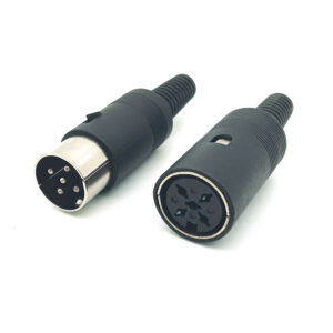 Black Plastic 3-8 Pins DIN Female Socket and Male Plug Audio Video Cable Adapter