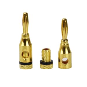 24K Gold Plated Brass Banana Male Plug Screw Lock Audio Connector for Theater Audio Video Receiver Jack Speaker Wire Cable