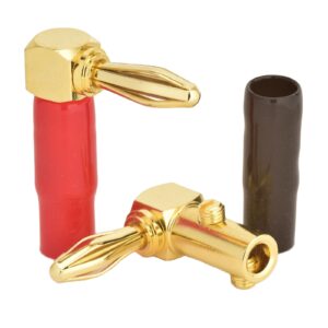 AIO Right Angle 4mm Banana Plugs PVC+Brass Jack Banana Plug Banana Twin Screw Gold Speaker Connectors