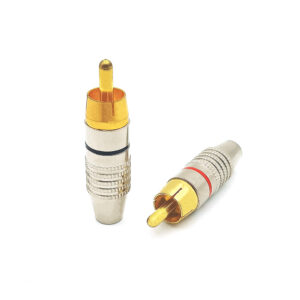 Gold Plating Metal Solderless Type RCA Male Plug Connectors Audio Video Adapters