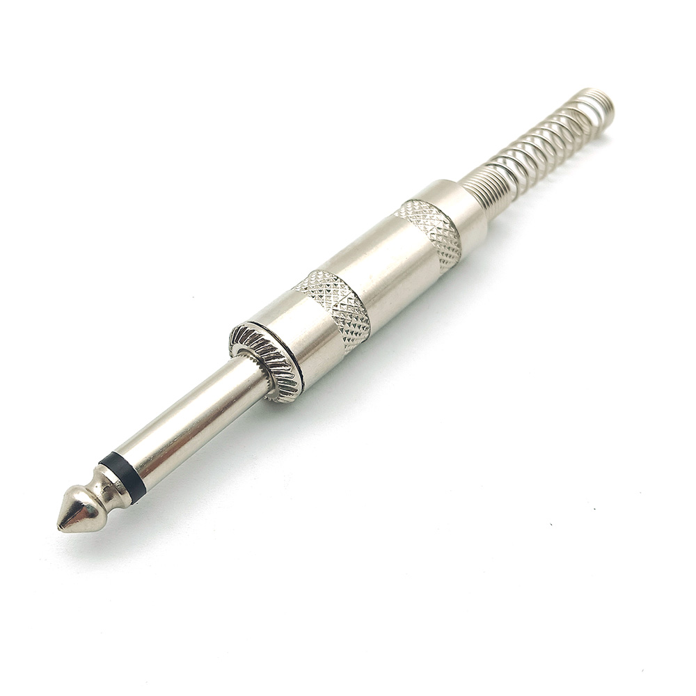 1/4'' Solder Type 6.35mm TS Male Mono Plug Connector with Spring for DJ Mixer Speaker Guitar Cables