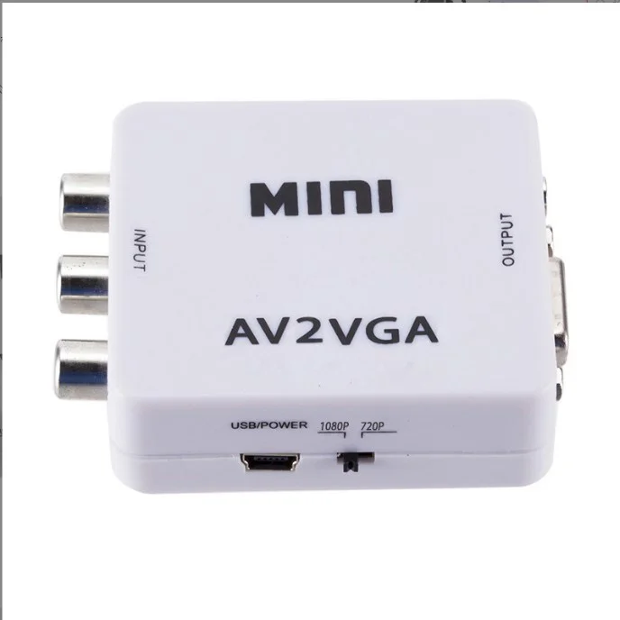 1080P Mini VGA to AV RCA Converter with 3.5mm Audio Adapter for PC/HD TV (Plastic NTSC/PAL Windows 7)
