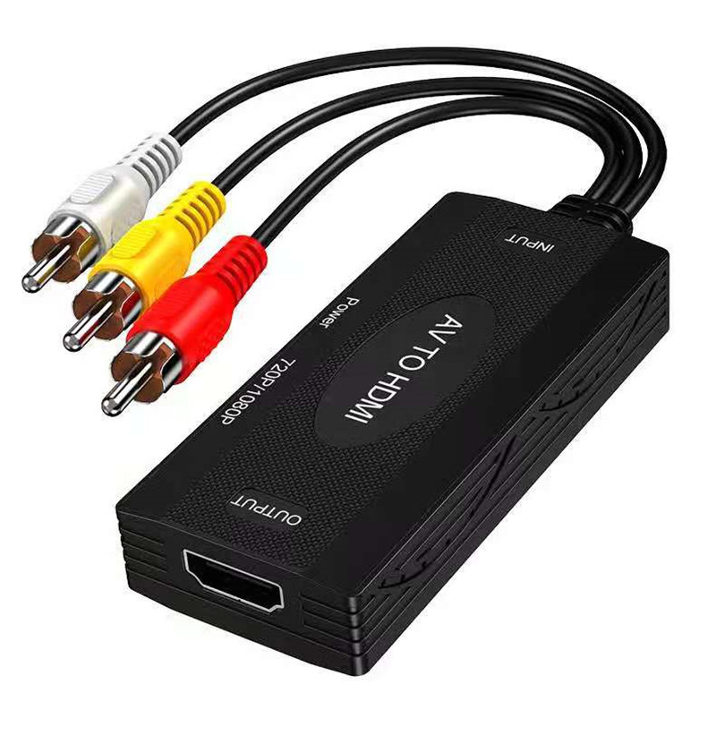Wholesale Mini Adapter Video Audio Composite Converter Plastic Black for PS2 WII N64 HDMI to AV DC Cable Accessories RCA CVBS