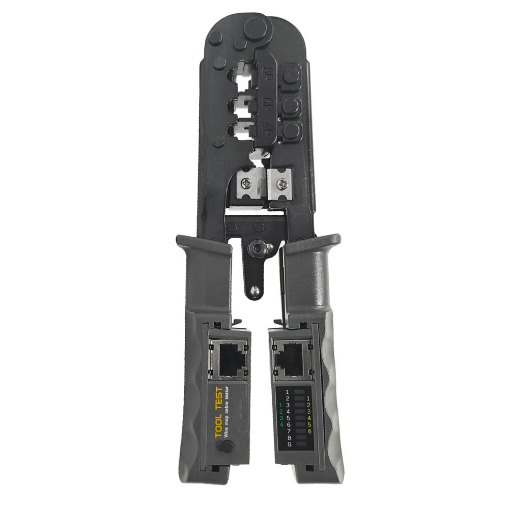 Network Repair Tool Steel Kit Wire Cutter Stripper LAN 4P 6P 8P RJ45 Network Cable Crimping Tool with Tester