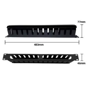19 Inch 1U 12-Slot 24-Port Cable Manager with Cover, 1.2 mm