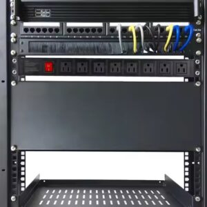8 Outlet 10A/16A Aluminum Alloy IP66 Rated Black PDU Switch US Standard 240V Wide Spaced Power Distribution Unit 19'' Network