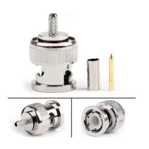 BNC Connector Adapter Male to Female Plug Socket with Crimp Clamp Flange for RG58 RG59 RG316 RG174 240 195 400 RF Applications