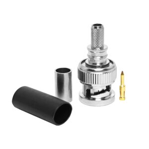 BNC Male Crimp for Coaxial Cables LMR195 EZ RF Copper Contacts Brass Housing 500V IP55 for Test Equipment & Instrumentation