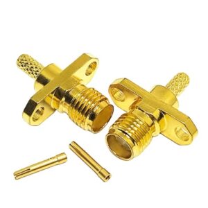 Easy Mount Brass for Female 2 Hole Flange Connector for RG316 Coaxial Cable RF Communication