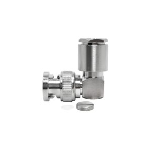 Microwave Components Rail Transit RF Coaxial BNC Male Copper Crimp Right Angle Connector for RG6 RG59 Cable IP66 Rated