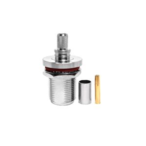 N Female Bulkhead Connector Crimp Type for LMR240 Cable Waterproof RF Coaxial Jack for Base Station Panel Mount