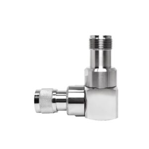 N-Type Male Right Angle to HN Female Adapter RF Coaxial Connector Copper Contact IP55 for Radio Telecom Equipment