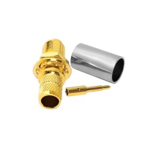 Radar System High Frequency Transmission Low Loss RP-SMA Female Bulkhead Crimp Connector for LMR240 RG59 H155 4DFB