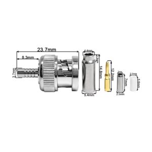 RF Straight BNC Male Plug Crimp Connector for Flex2 Coaxial Cable