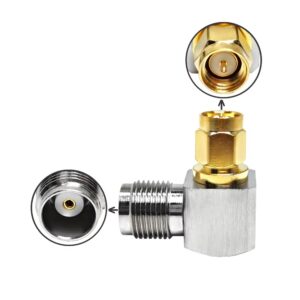 TNC Female Right Angle to SMA Male Adapter 90 Degree Elbow Between Series for Ham Radio Marine Vehicle Mount GPS Active Antenna