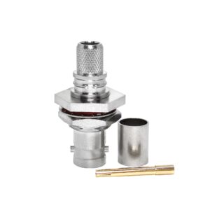 Waterproof Brass BNC Female Through wall BH Crimp RF Coaxial Cable Connector EZ Solderless LMR300